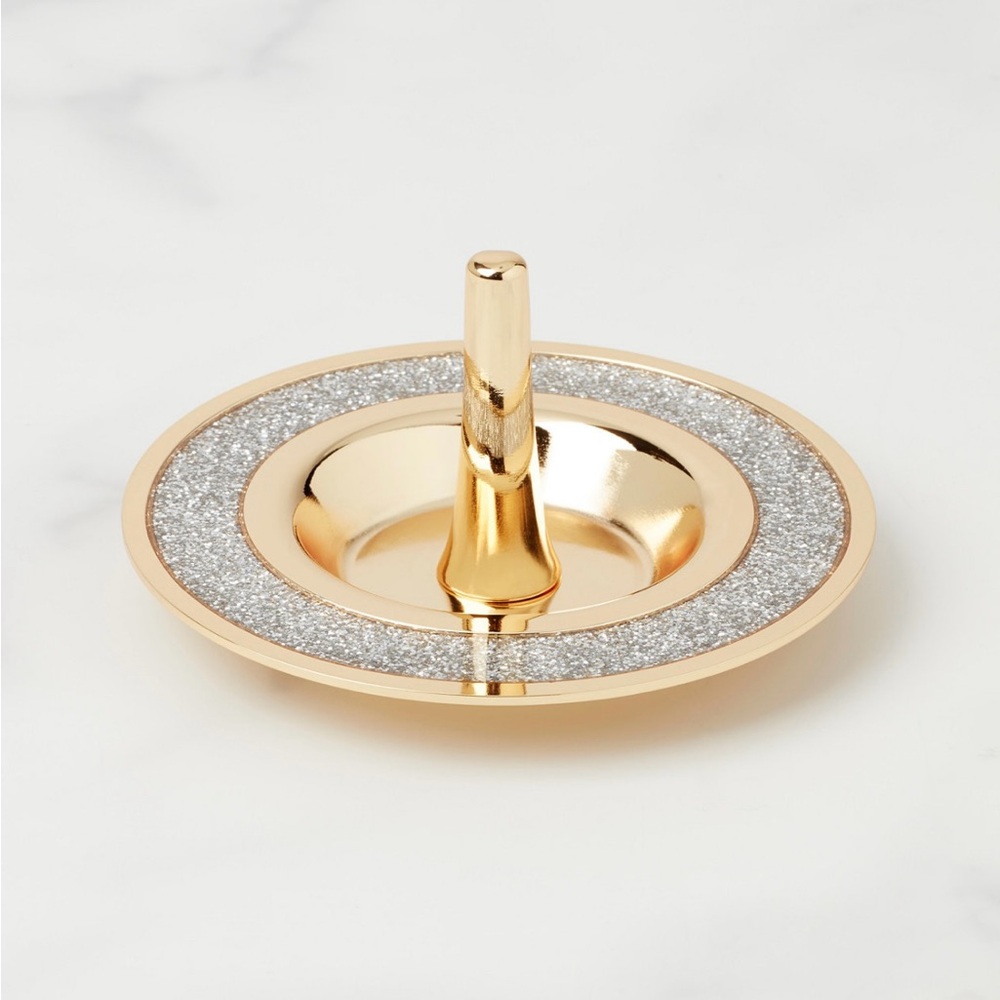 kate spade gold and silver glitter jewelry ring holder